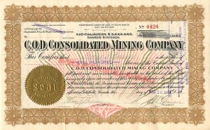 C.O.D. Consolidated Mining Co. - Stock Certificate